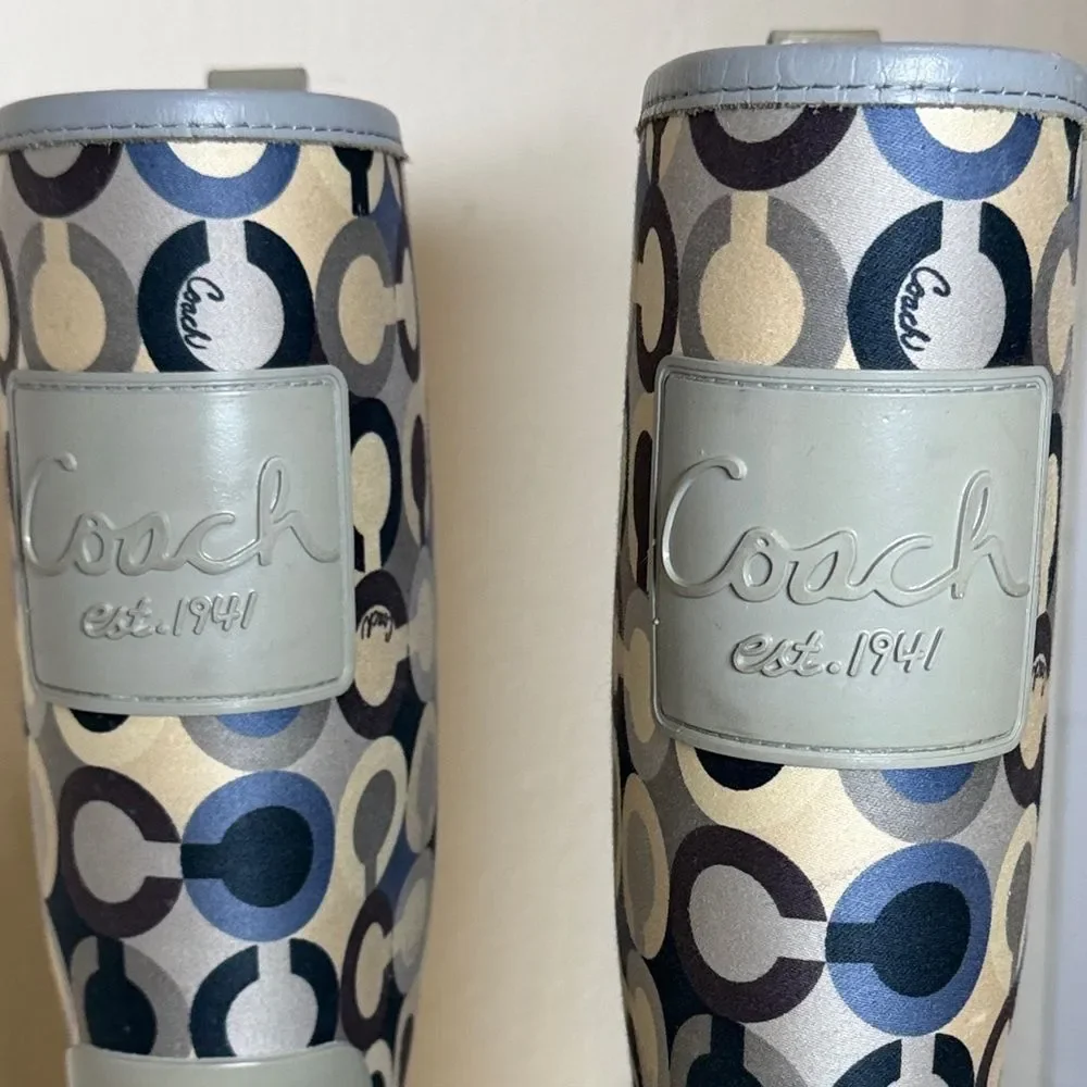 Coach Signature Print Tall Rain Boots for women Size 7